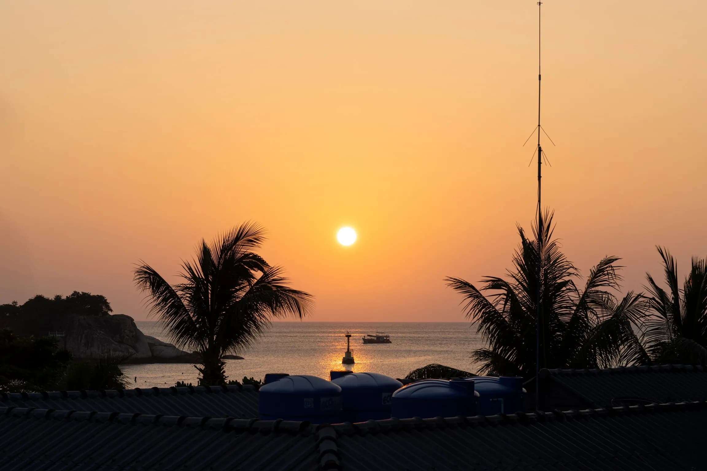 Rooftop bar at sunset